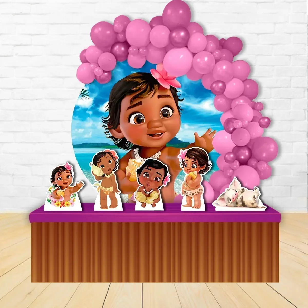 Painel Festa Decoração Redondo Moana Baby + Displays