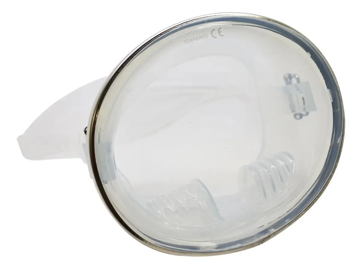 Máscara de Mergulho Ovalada Silicone Transparente Aço Inoxidável