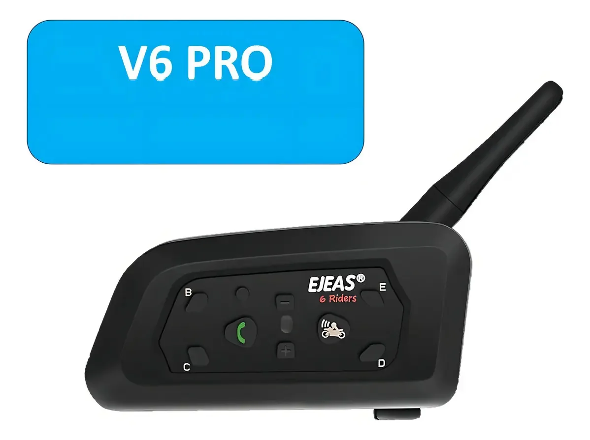 Intercomunicador de motocicleta para capacete 1200mt Bluetooth V6-1200