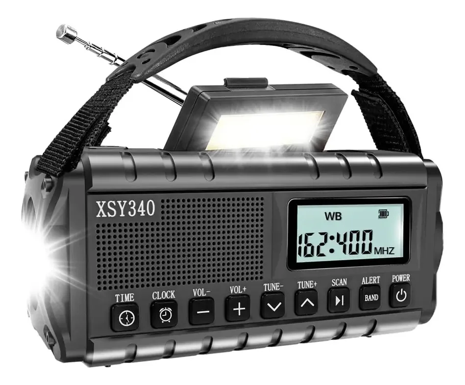 Dewedrt - Rádio de Emergência, Rádio de Manivela, Rádio AM FM, Rádio Solar, Lâmpada de Leitura, Alarme SOS, Carregador de Telefone