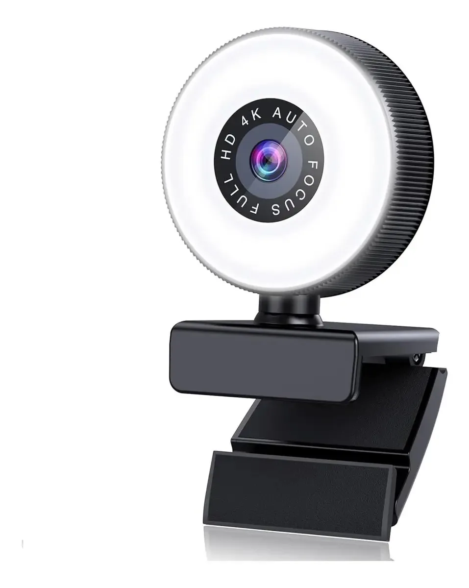 Webcam Cogae 4k Hd com foco automático com microfone, câmera de computador com luz ajustável, webcam USB para desktop e chamadas de vídeo portáteis