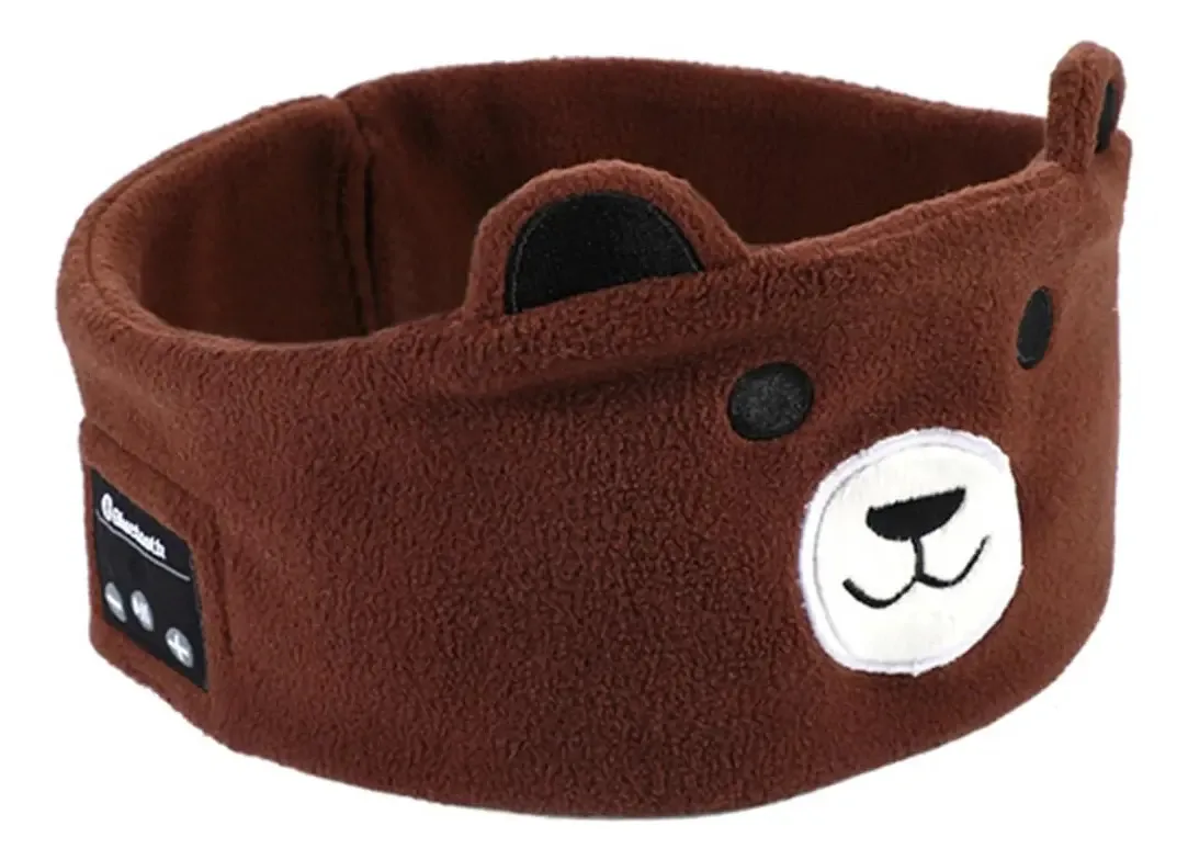 Tkowtb Fone de Ouvido Bluetooth Sem Fio com Diadema de Animais, Veludo Macio, Microfone, Faixa Bluetooth com Alto-falante Fino, Máscara de Dormir