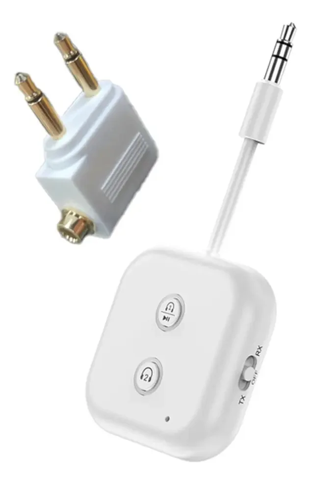 Adaptador de áudio portátil Rumoe Bluetooth 5.3 Stereo Hifi com microfone, transmissão de recepção 2 em 1, 1 a 2 fones de ouvido para PC, alto-falante de TV