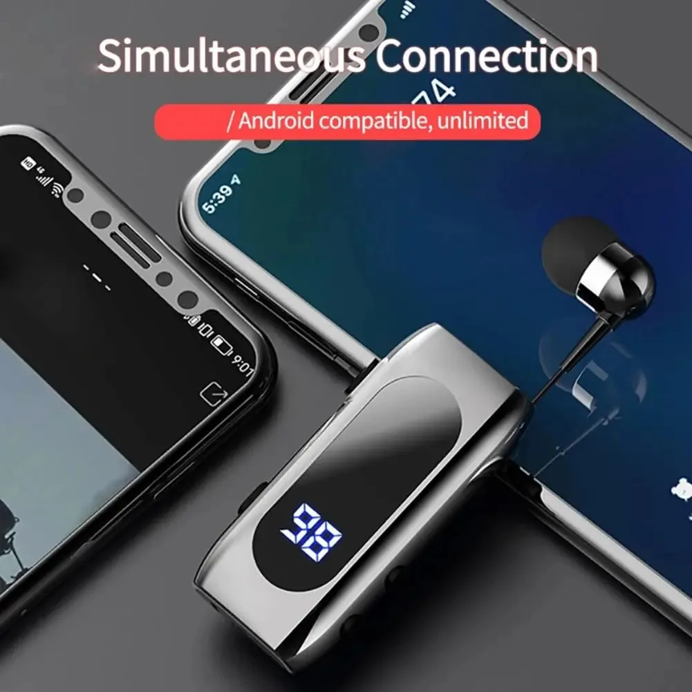 Yixue K55 Fones de Ouvido de Lapela Retráteis Bt5.2 Lembrete de Chamada Vibração Movimento Clipe Controlador Headset Pk F920 Preto