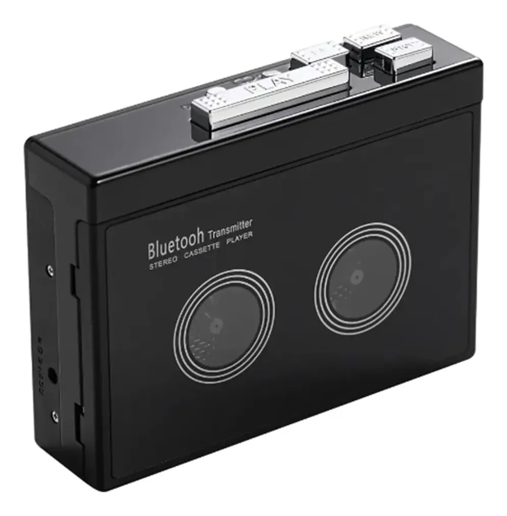 Leitor de cassetes estéreo retrô preto Testrgre Walkman, fita cassete automática de áudio reverso com Bluetooth