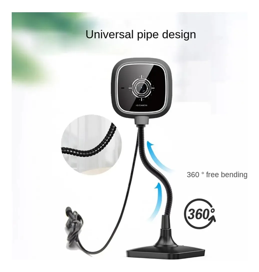 Webcam Yixue Webcam Hd Microfone embutido Webcam com plugue USB para PC, laptop, desktop, unidade de câmera doméstica gratuita