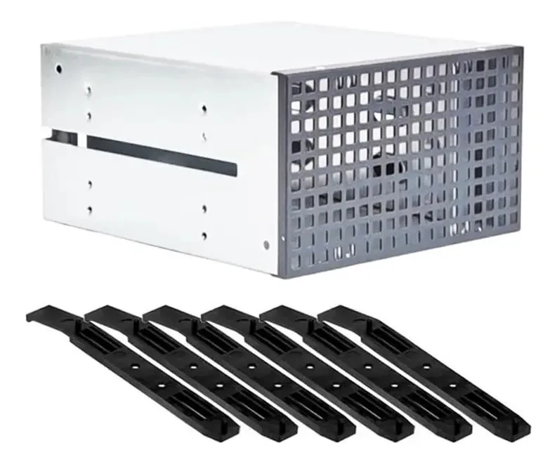 Estante de Gaiola Piuryue para Discos Rígidos com 3 Compartimentos, Espaço para 2 Unidades Ópticas e Espaço para Discos Rígidos de 3 x 3,5 Polegadas, 2 Unidades de Chassi no Chassi