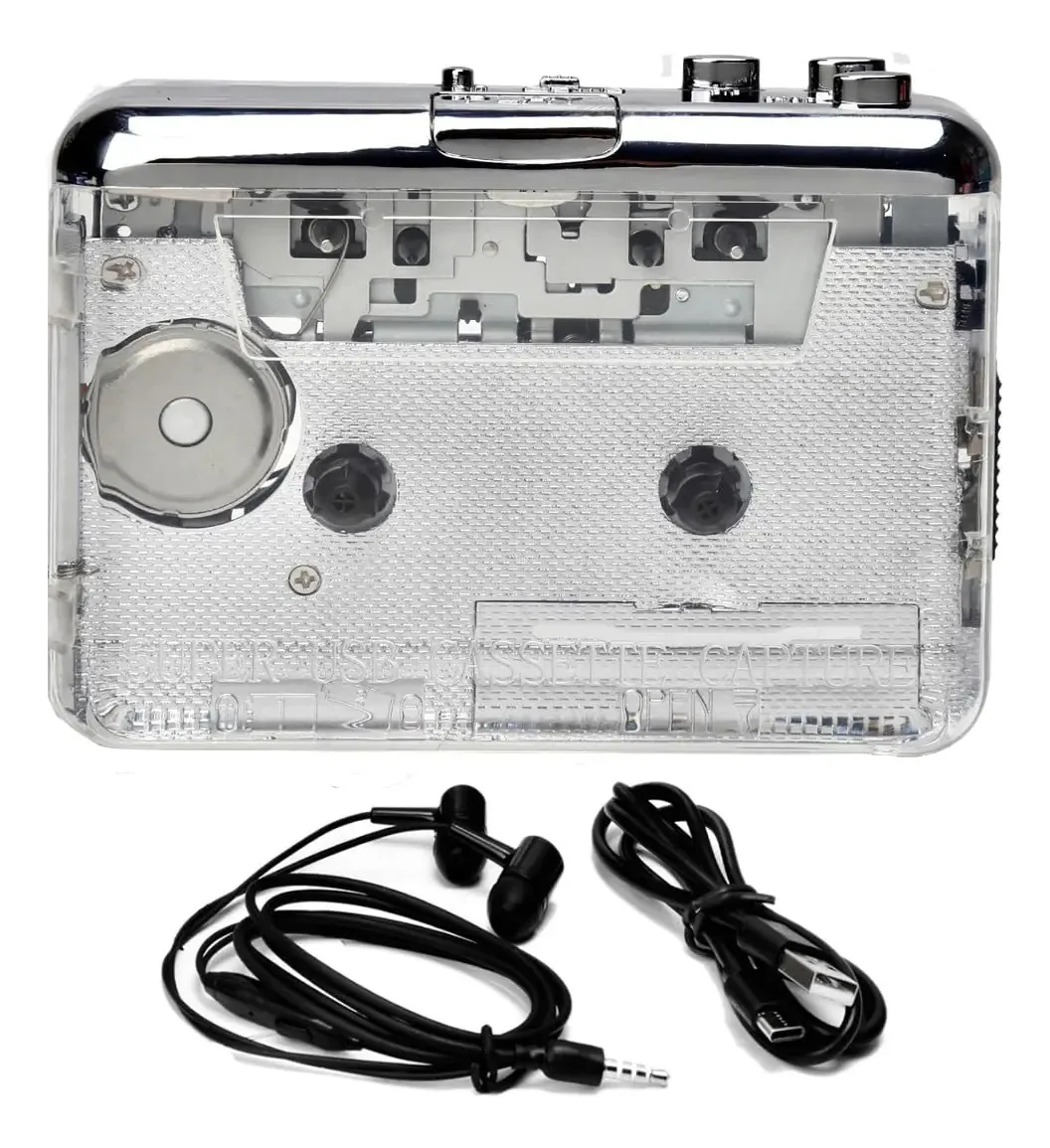 Captura de cassete USB Crcyphne Leitor de cassetes de rádio para MP3/CD tipo C Walkman Audio Music Player Gravador de cassetes