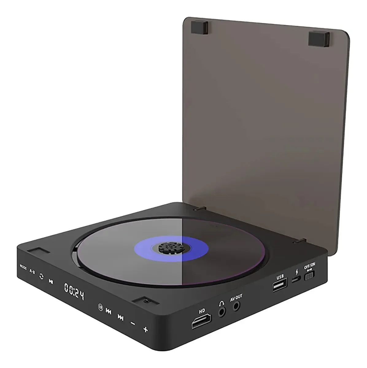 Bixuej Reprodutor de HD DVD/VCD Reprodutor de Vídeo Portátil Reprodutor Multifuncional 1080p Mini Reprodutor de DVD Antiderrapante com Controle Remoto
