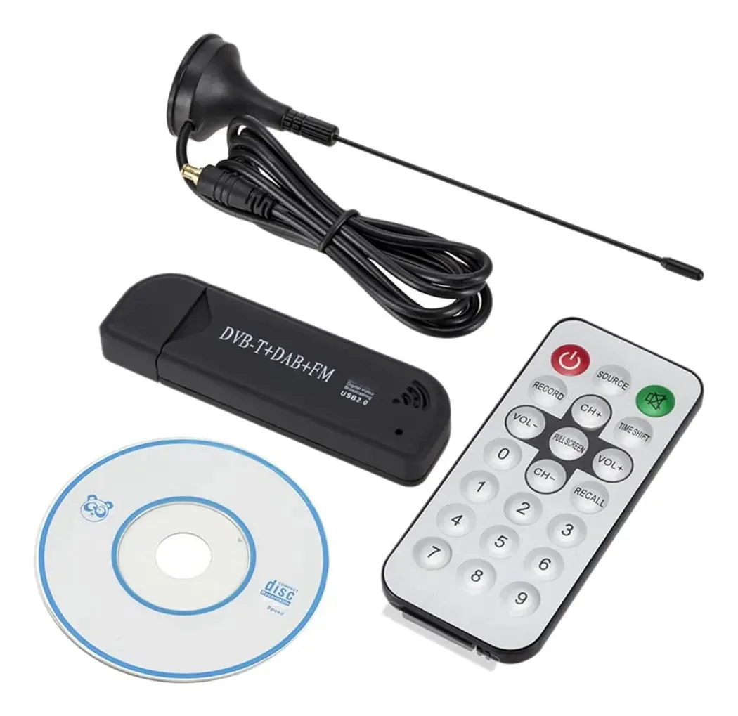 Sintonizador de TV digital Testrgre Usb2.0 Fm Sdr Dongle Receiver Stick para gravação e reprodução em tempo real