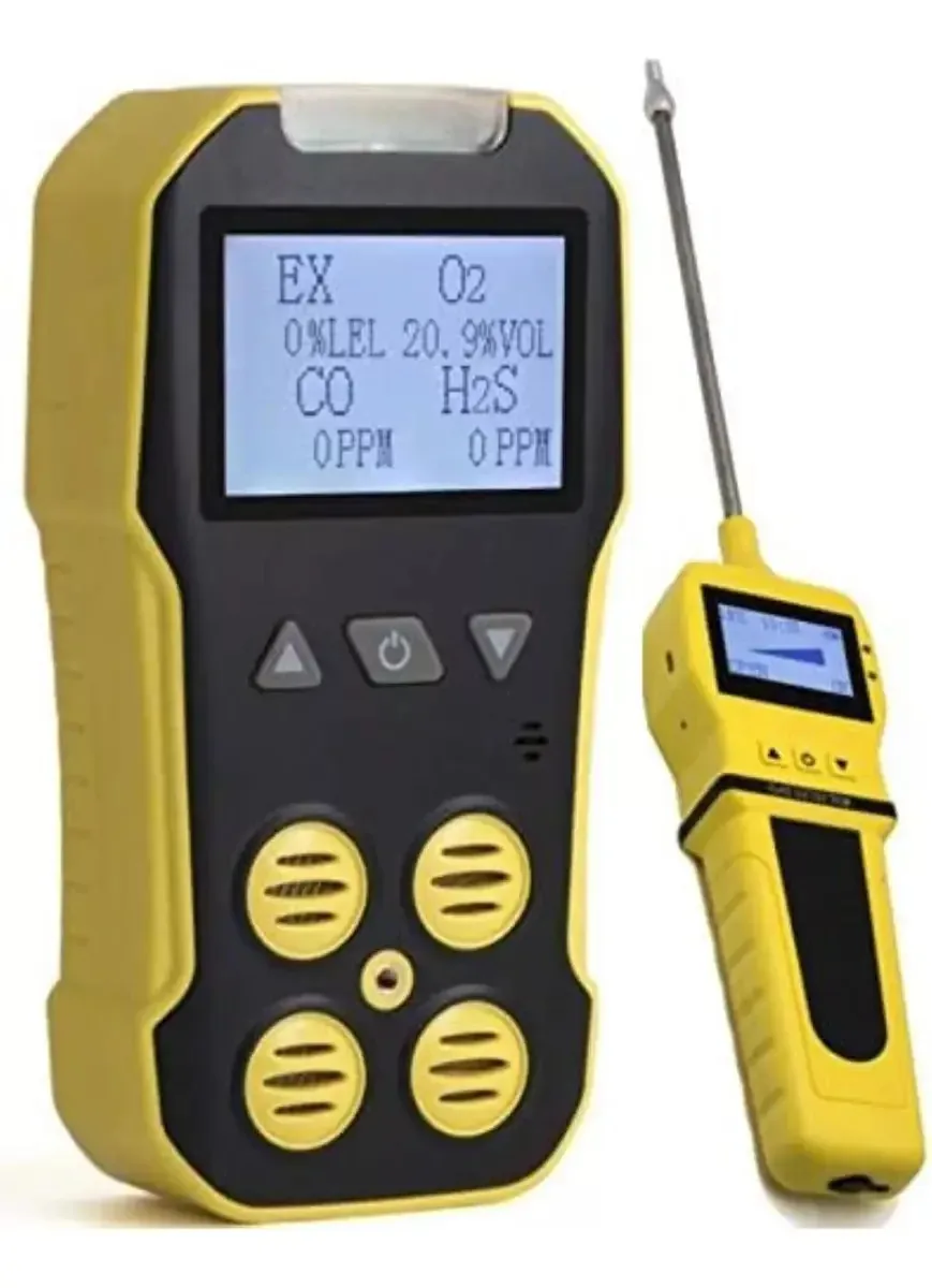 Analisador de Detector de Gás Multigas Combo e Bomba de Sucção Cor Amarelo