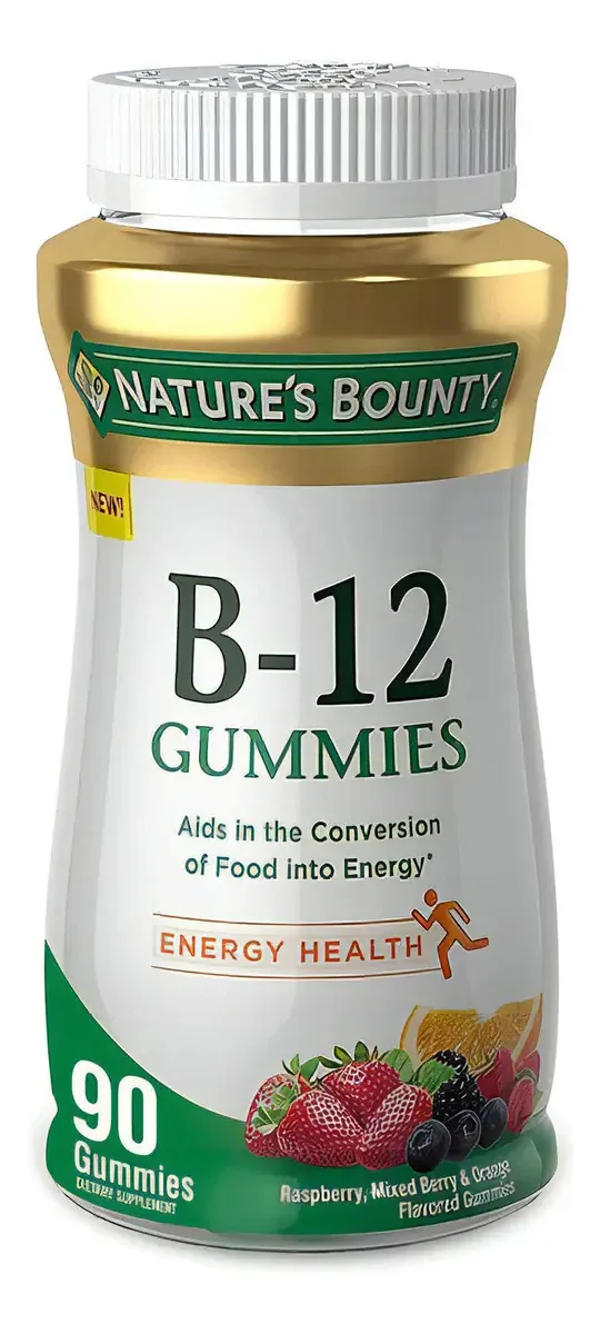 Gomas Natures Bounty B12 Energy Health com sabor de frutas