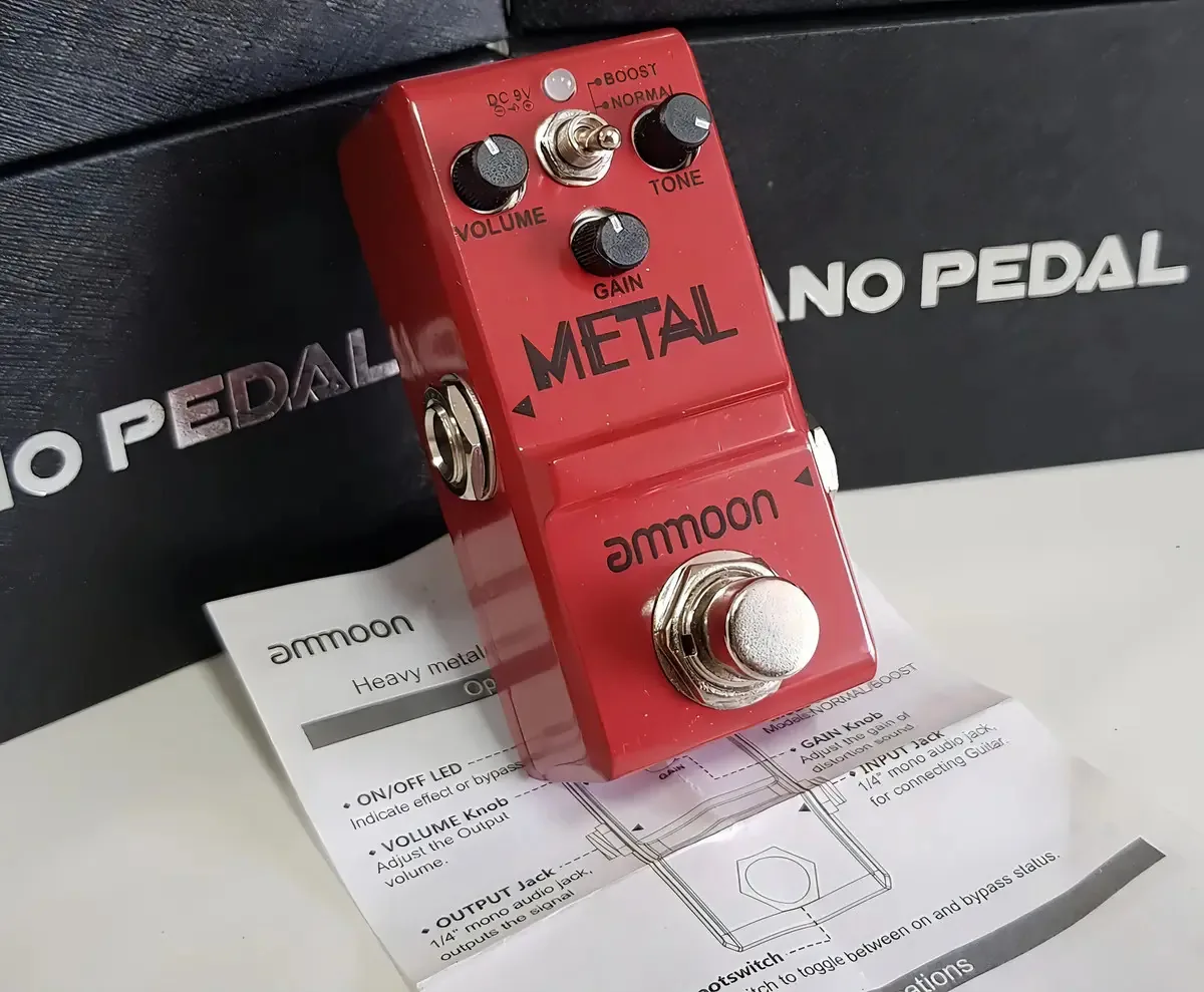 Pedal de Distorção Ammoon Metal Digital para Guitarra Vermelho