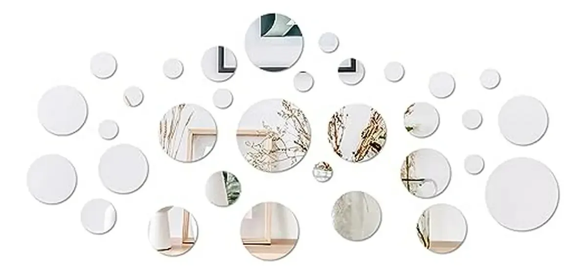 Espelhos adesivos redondos, 32 acrílicos, decoração P