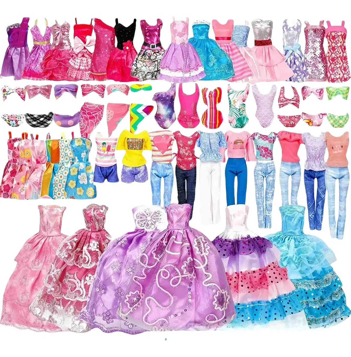 50 peças: vestidos, calças, sapatos, bonecas, brinquedos