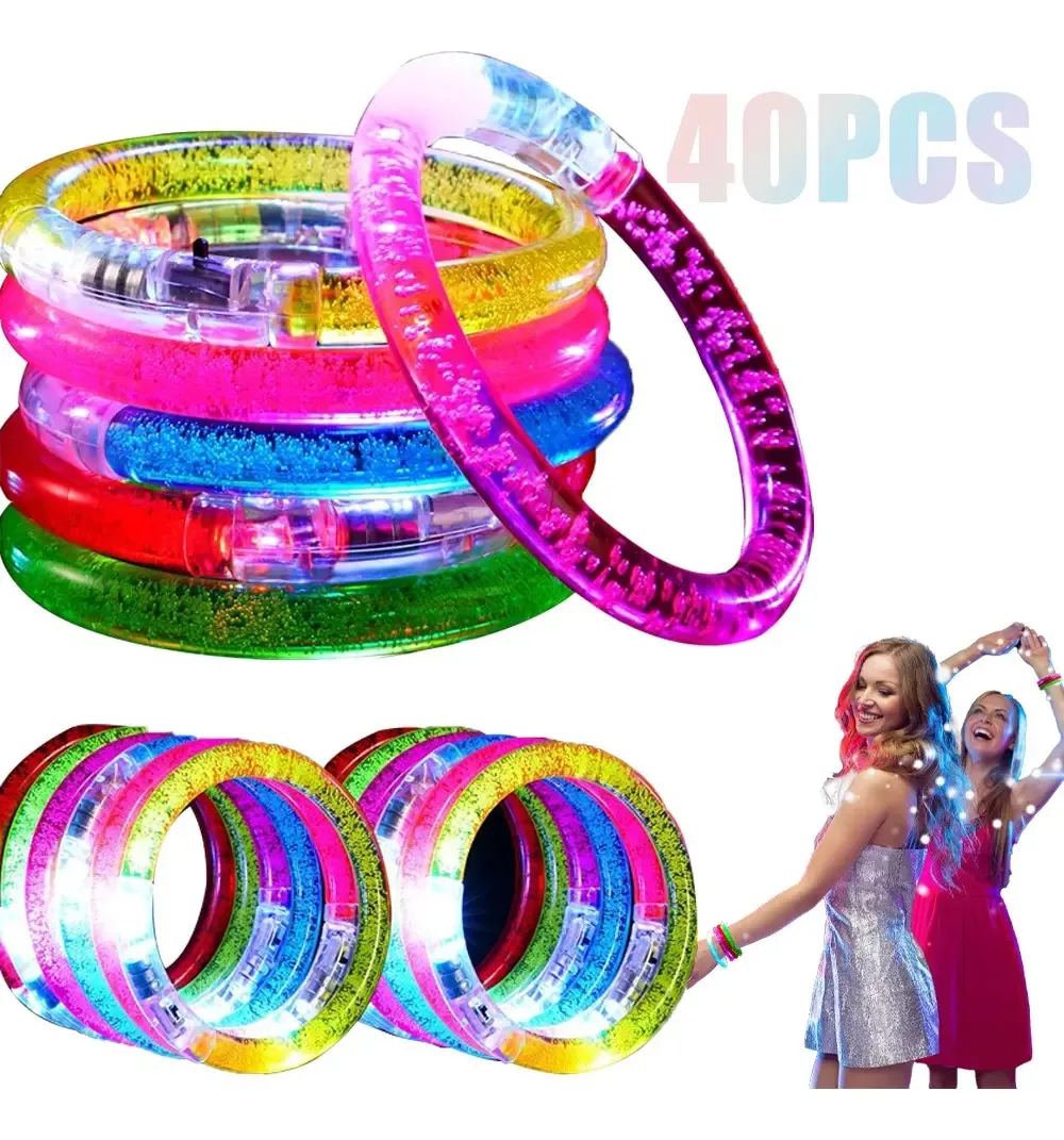 40 pulseiras de LED de acrílico rígido para festas brancas