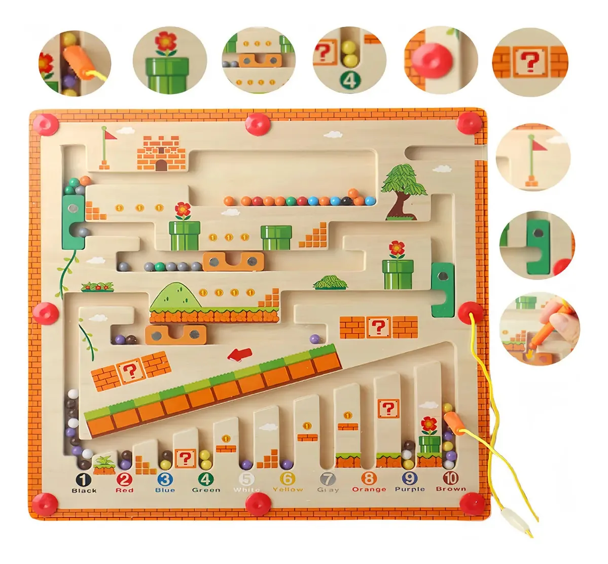 Brinquedo educativo infantil Montessori Magnetic Labyrinth laranja
