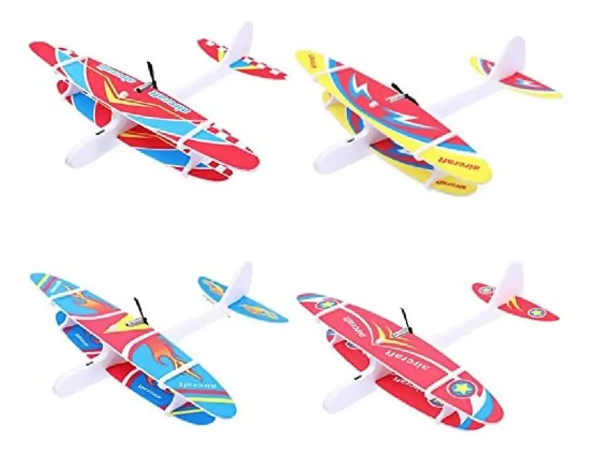 Brinquedo de avião elétrico Home Ware com motor e luzes LED, lançamento USB recarregável, lançamento manual externo para crianças (amarelo)