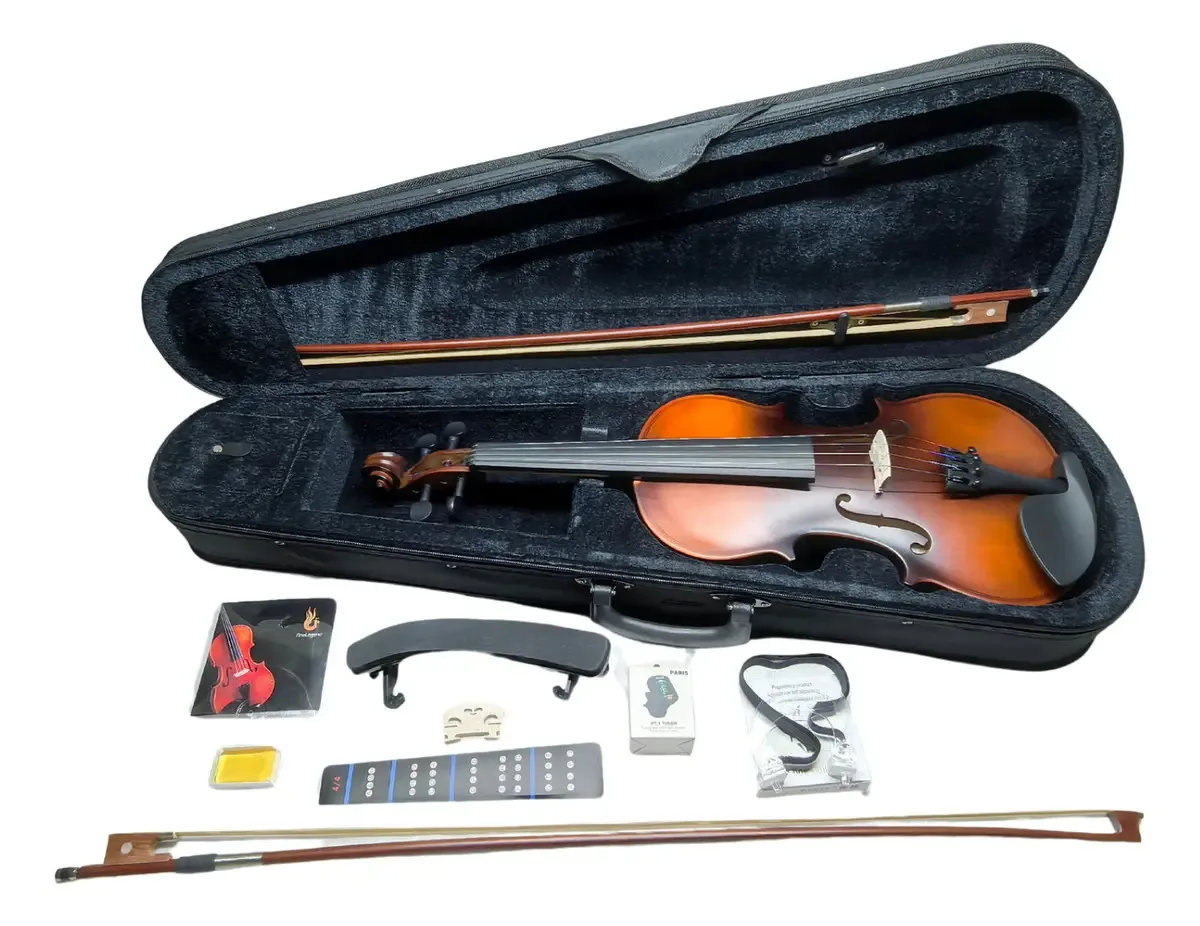 Violino acústico Paris 4/4 com acessórios e estojo fosco antigo Am4 de 44 cores