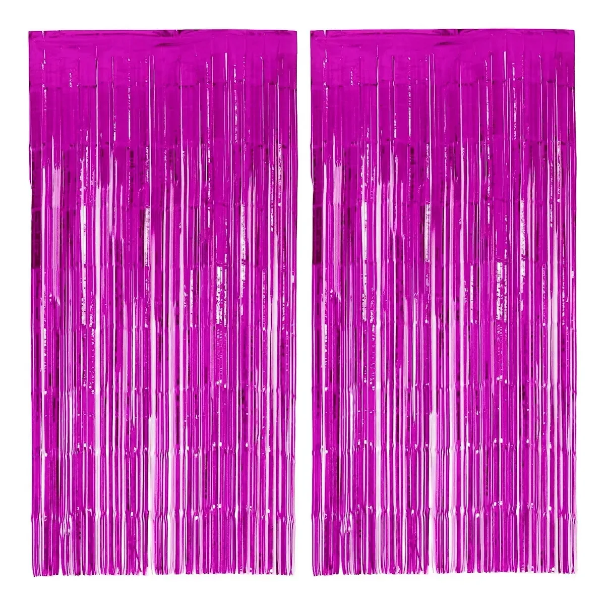 2 cortinas metálicas brilhantes para aniversários, decoração fúcsia