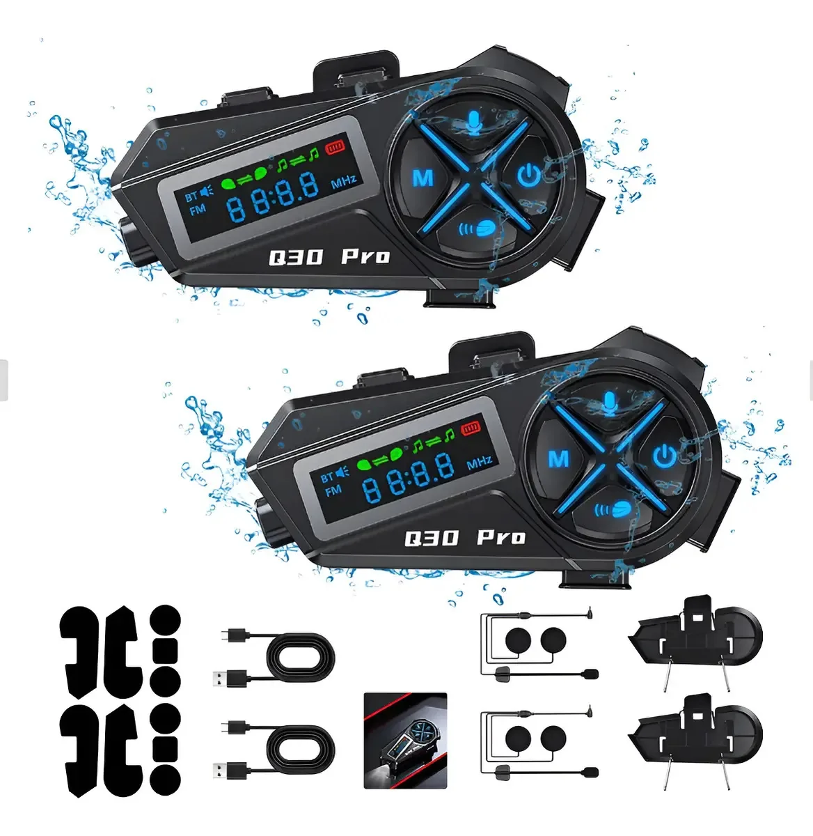 Capacete de motocicleta Bluetooth Waterproof Intercom Q30pro2pc
