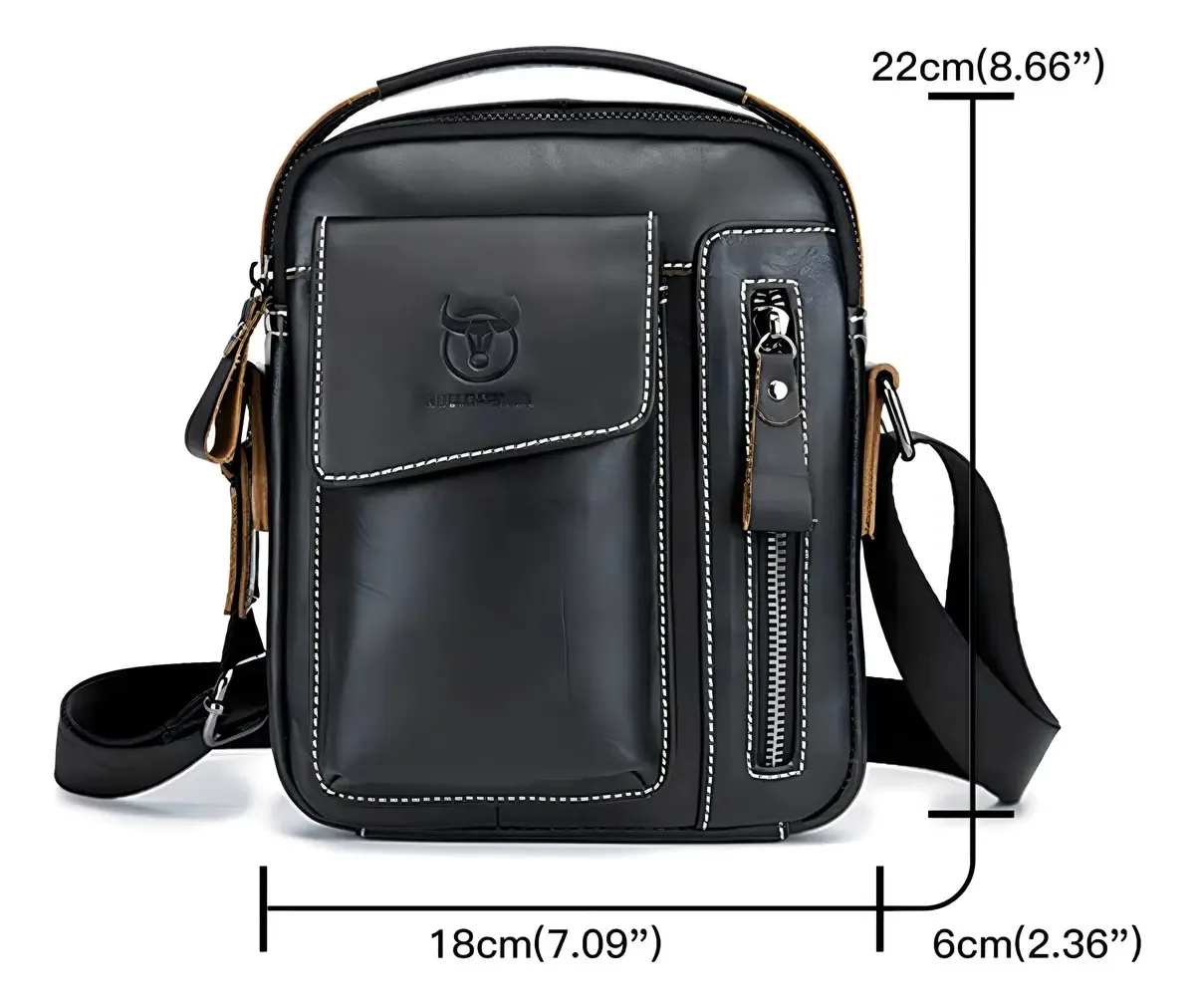 Bolsa de ombro masculina de couro Yimidear Bolsa de ombro retrô