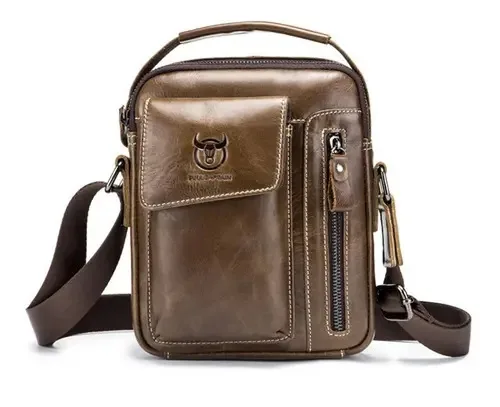 Bolsa de ombro masculina de couro Yimidear Bolsa de ombro retrô marrom