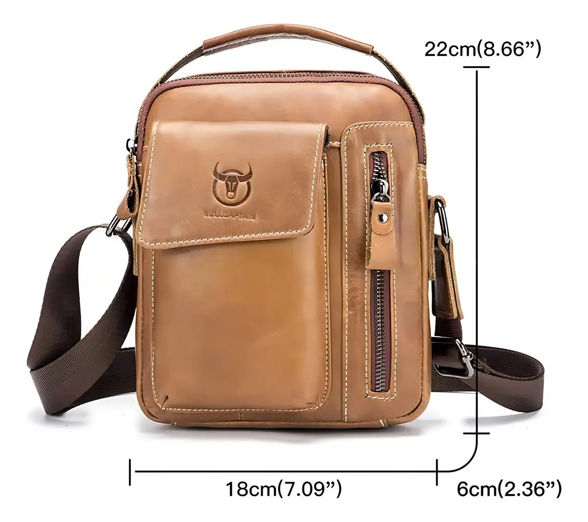 Bolsa de ombro masculina de couro Yimidear Bolsa de ombro retrô amarela