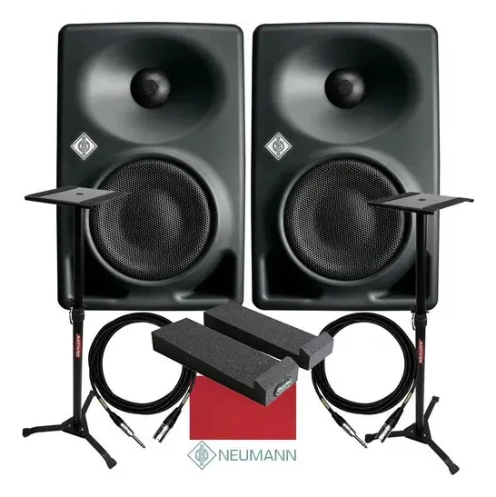 Monitores de estúdio Neumann Kh-80 Pair, suportes, almofadas e cabos