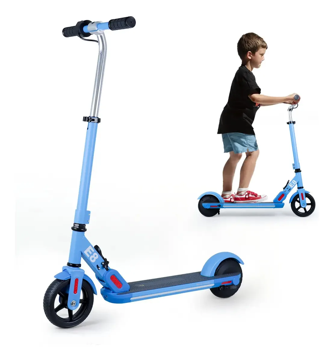 Scooter elétrico Patin Led Honey Whale E8 para crianças de 10 km/h, cor azul, aço