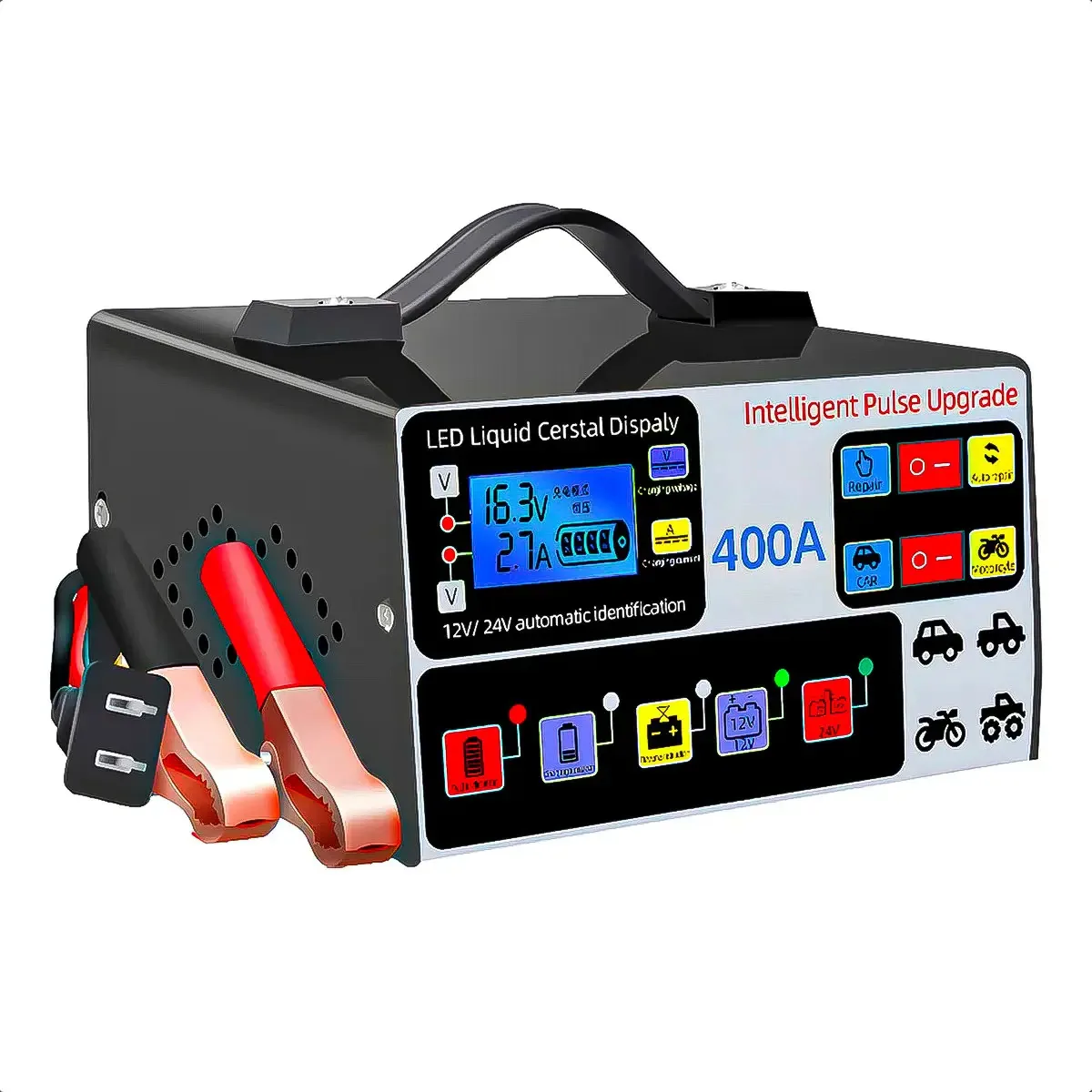 Carregador de bateria de 12V/24V Carregador de bateria para carro e motocicleta Carregador de bateria inteligente Carregador de bateria de carro Carregador de bateria de 24 volts Carregador de...