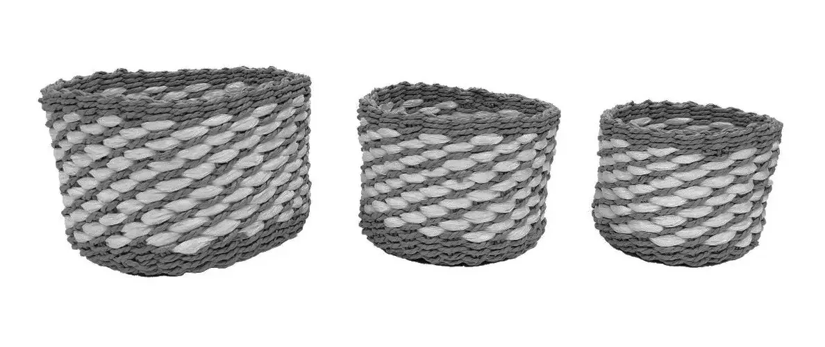 Conjunto de cestas de plantador de vime de juta Seagrass Cesta organizadora multiuso de decoração de interiores X3 unidades M3 - Cor Sheshu: cinza