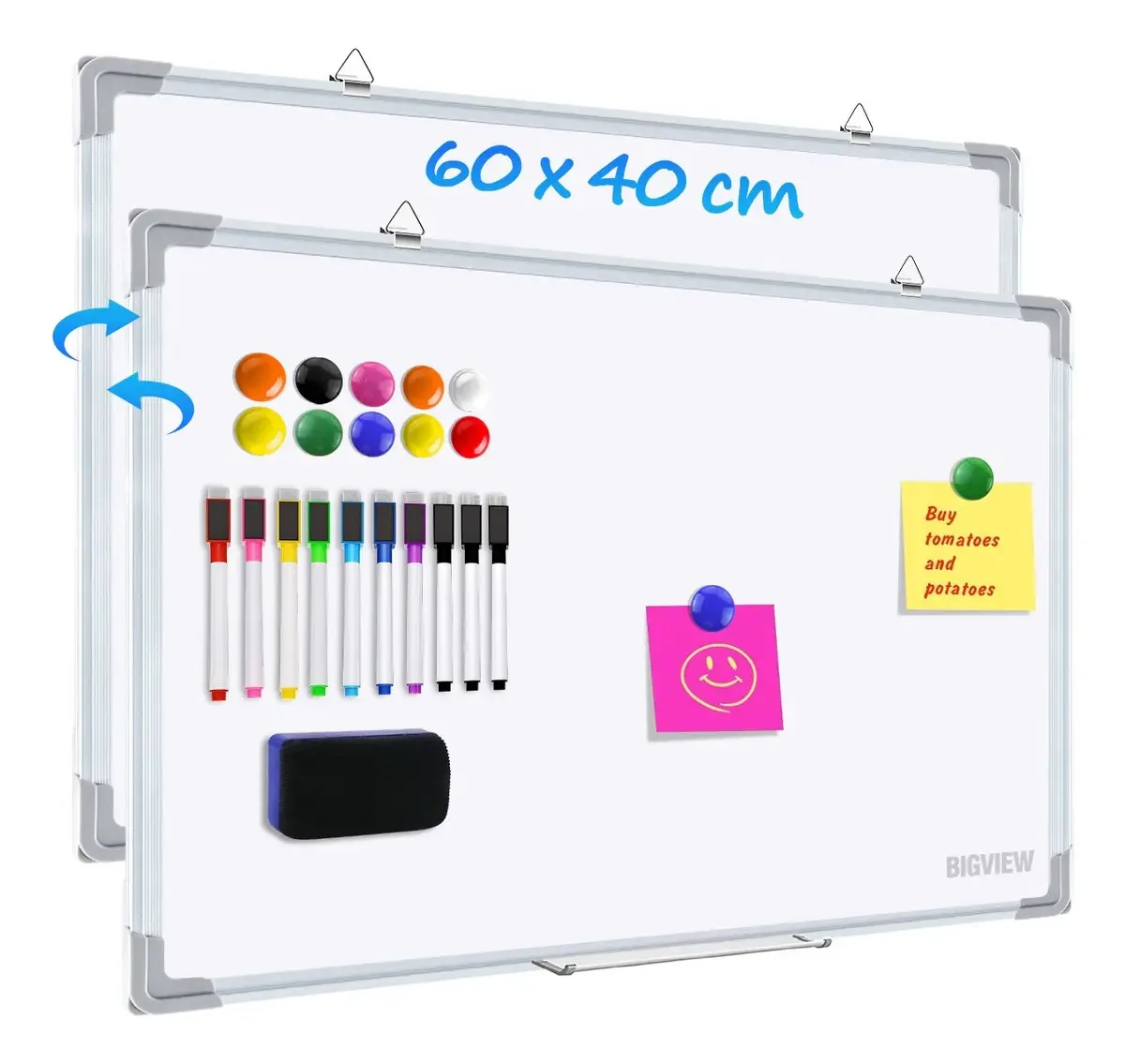 Quadro branco Quadro magnético 40x60 Escrita frente e verso