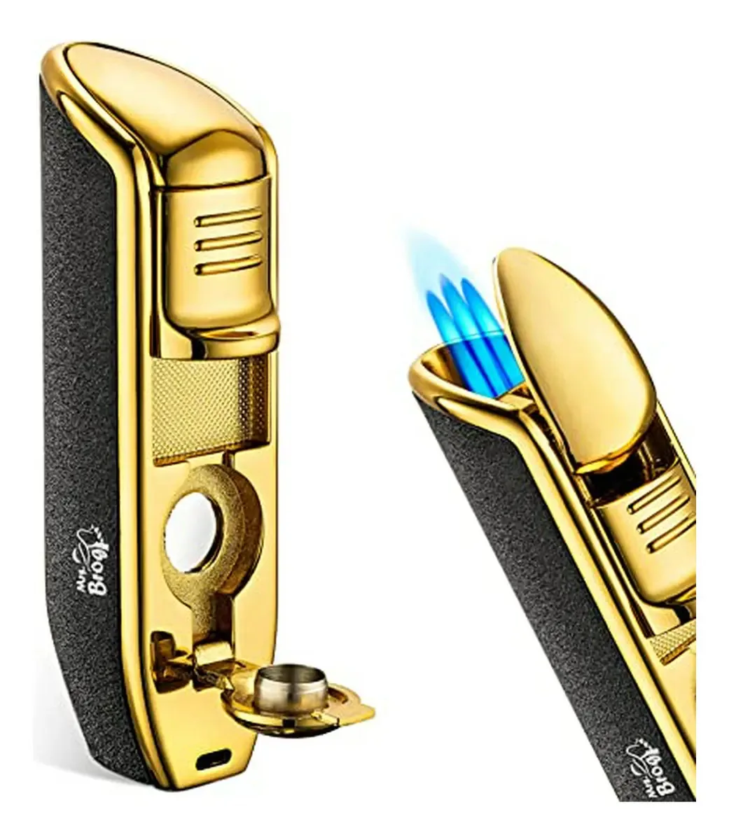 Isqueiro de Charutos Tripla Chama com Perfurador Incorporado