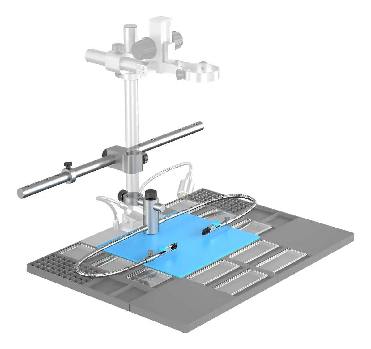 Base de extensão para microscópio e kit de ferramentas