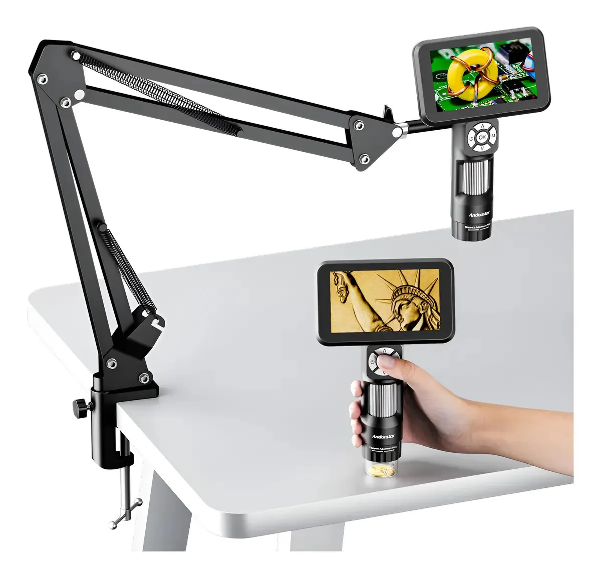Microscópio digital educacional Andonstar AD115-Arm preto