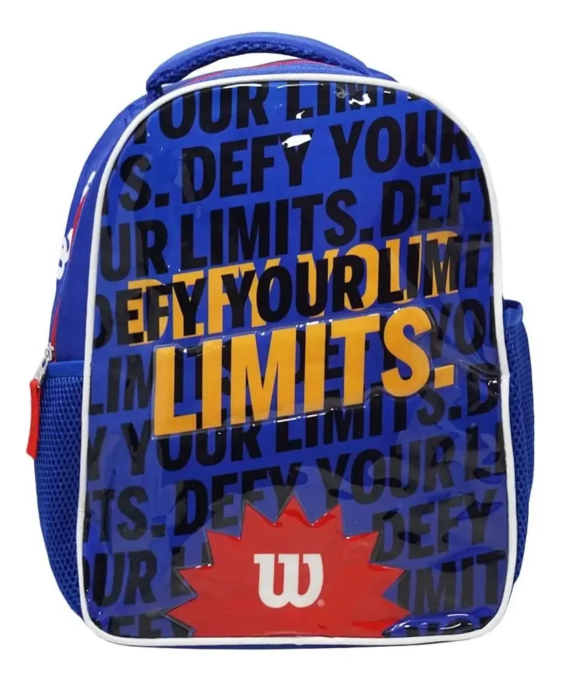 Mochila escolar infantil Wilson Nene reforçada em azul sólido e azul escolar
