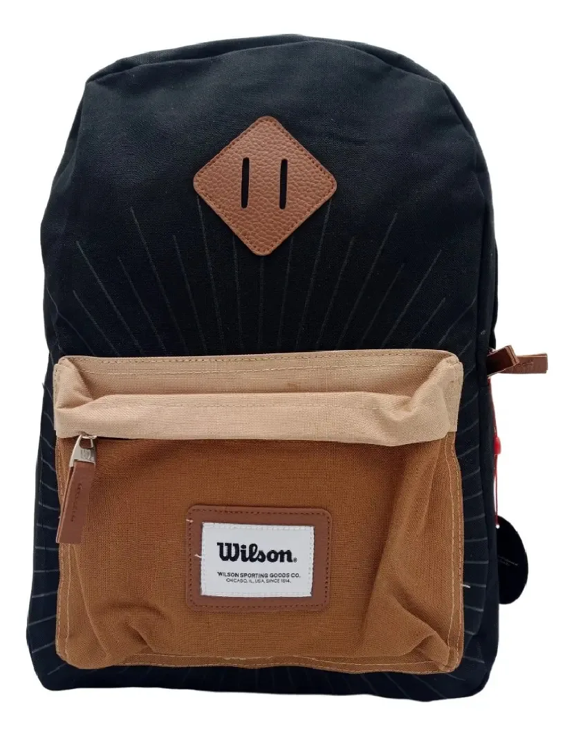 Mochila escolar unissex Wilson Nairobi Mochila escolar, cor preta, design de tecido liso