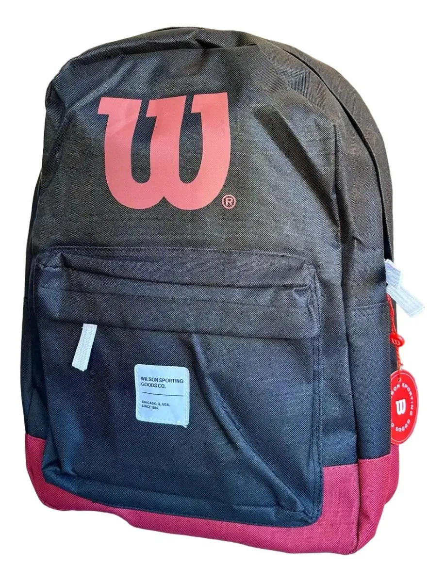 Mochila Wilson Casual Logo Unissex - Preto E Vinho