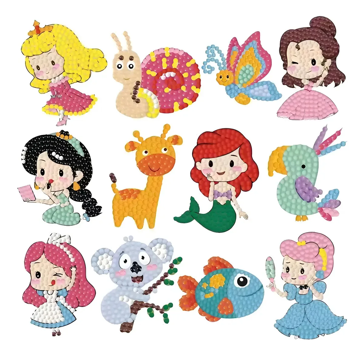 Kit Adesivos De Pintura Com Diamantes Infantil De Princesas