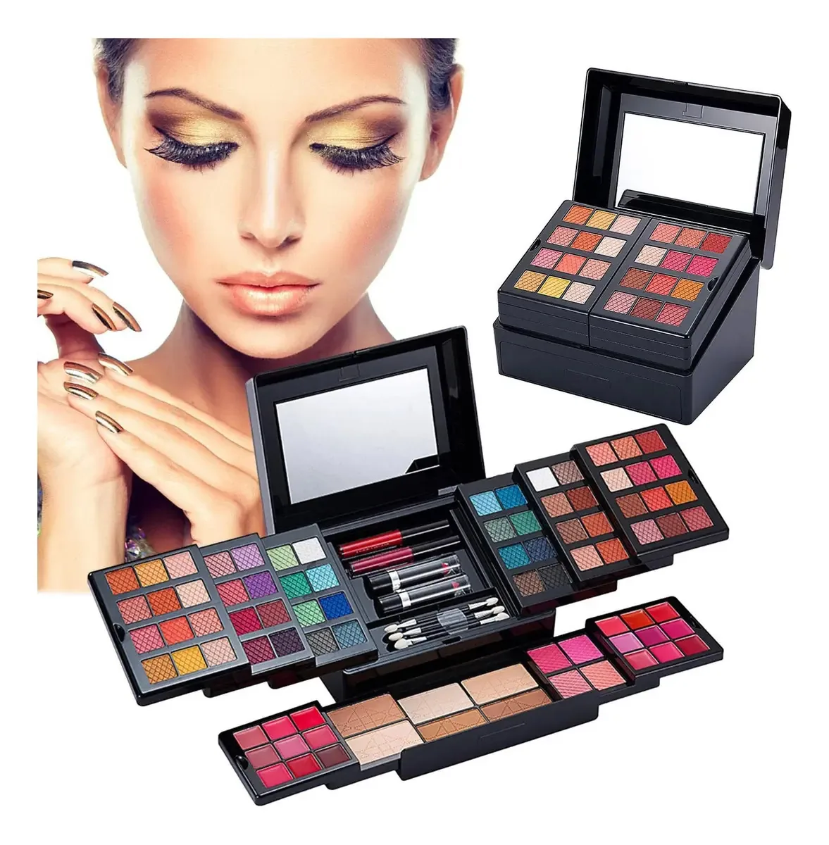 Dalian Kits de Maquiagem para Mulher Kit Completo, Kit de Maquiagem Tudo em Um com 88 Cores - Conjunto de Maquiagem com Brilho Labial, Sombra de Olhos, Batom, Pó