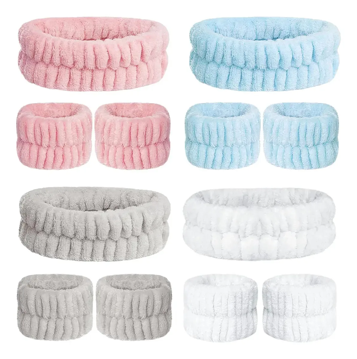 Conjunto De 12 Peças De Faixa De Spa, Faixa Para Lavar O Rosto, Faixas De Microfibra Para Lavar O Pulso Para Mulheres E Meninas, Faixa Elástica Absorvente De Suor Para Lavar O Rosto E Prevenir