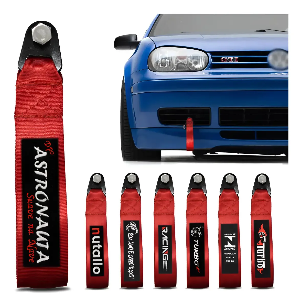 Tow Strap Hook Cinta Para Reboque Fita Esportiva Tuning Cor Cor Vermelho Com Bordado Suave Na Nave