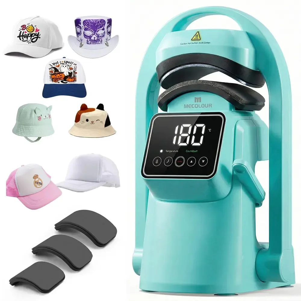 Prensa Térmica Automático Maquina De Estampar Bonés Chapéus 3 In 1 Mecolour