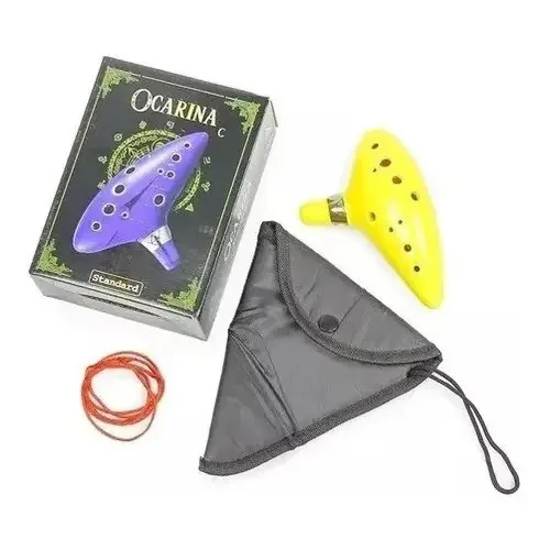 Flauta Ocarina Cerâmica Standard Zelda 12 Furos C Dó + Bag Cor Amarelo