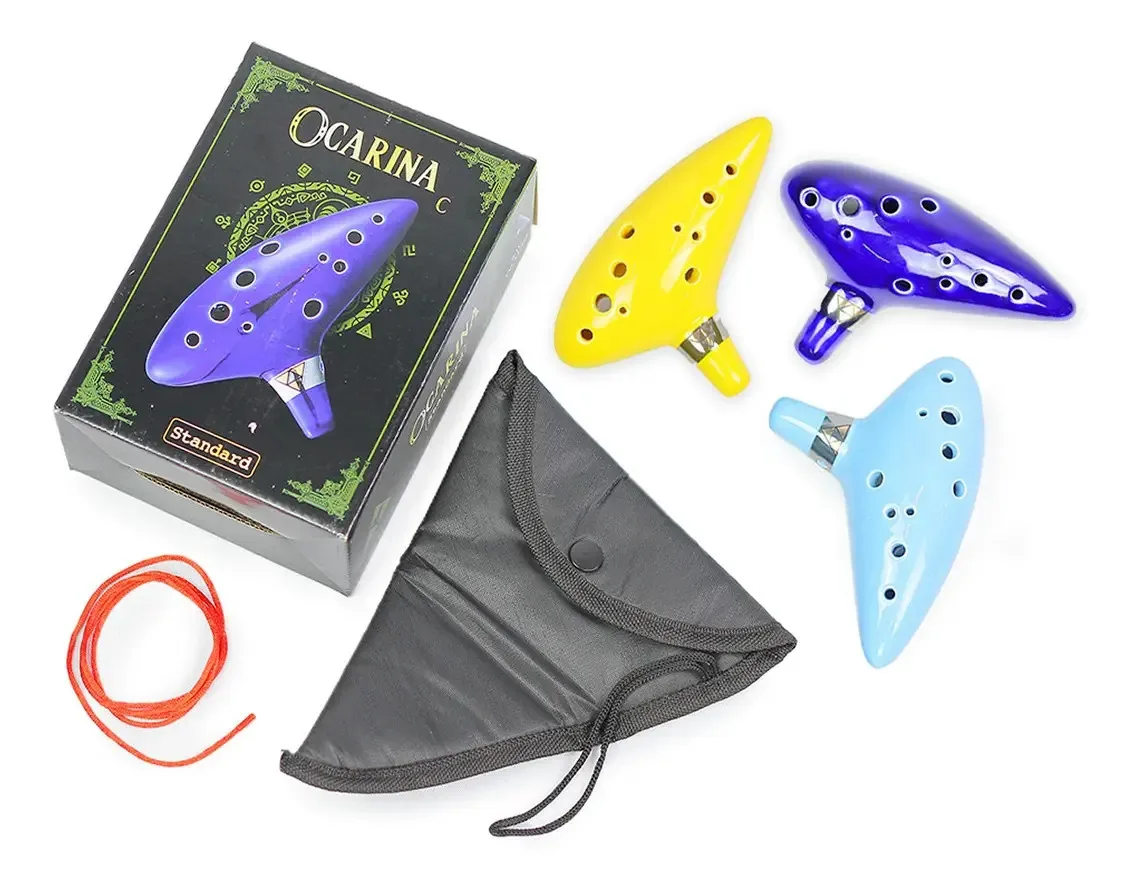 Ocarina Standard Cerâmica OCARINA C DBL 12 Furos Light Blue Zelda