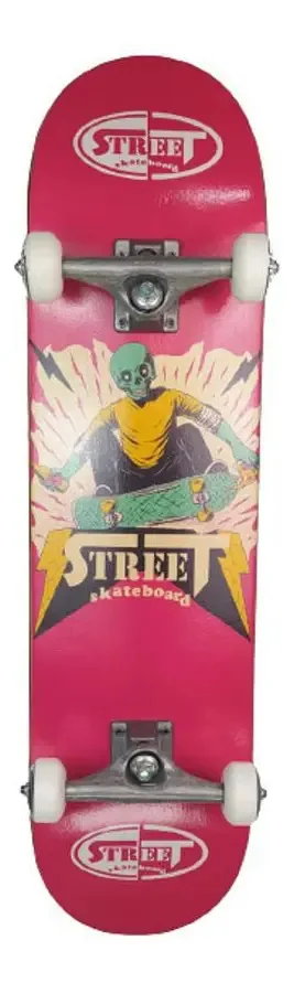 Skate Montado Profissional - Caveira Rosa 8.0