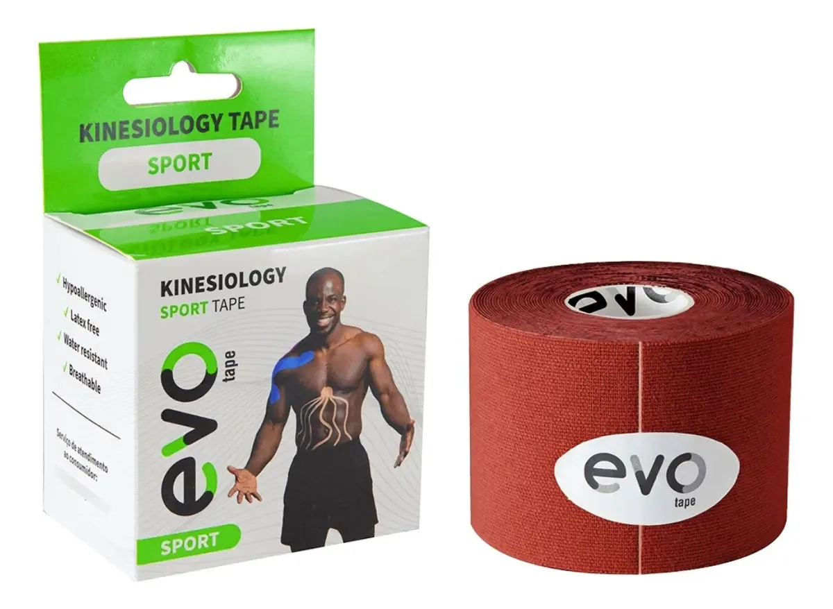 Fita Kinesio Tape Vermelha Evo Tape 5m Resistente À Água Flexível