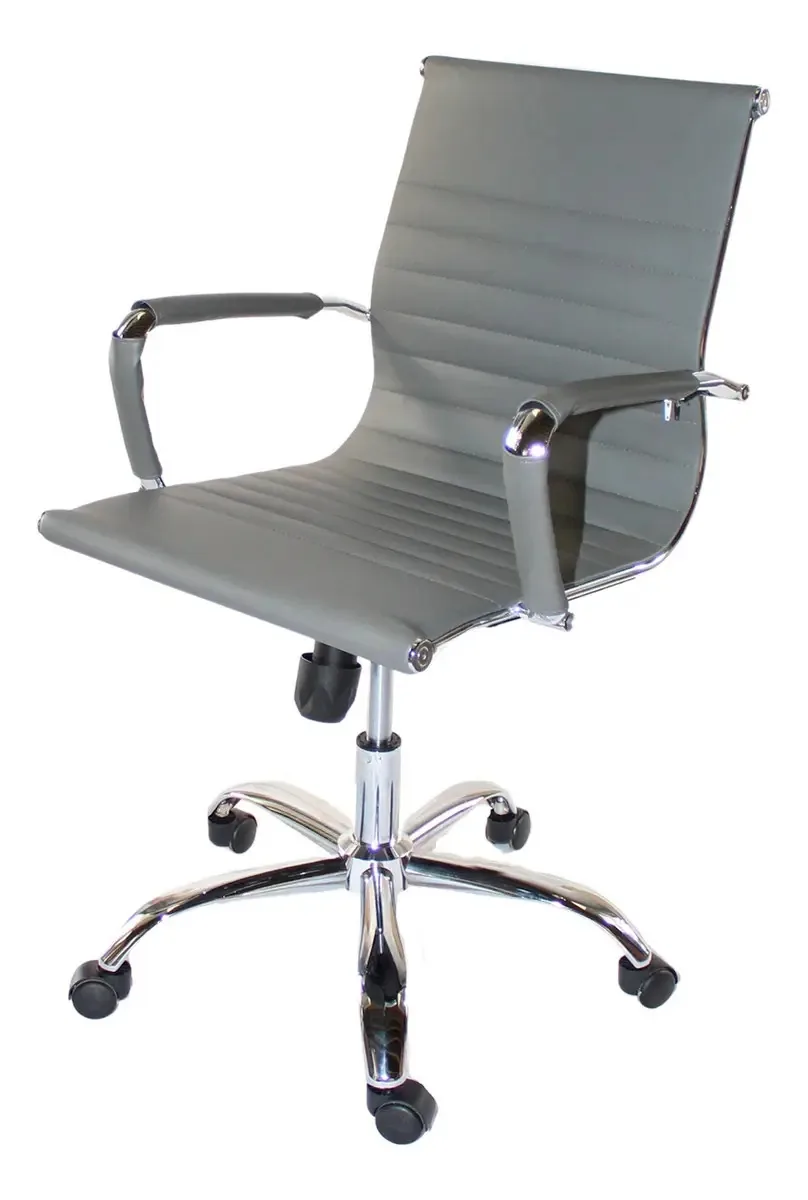 Cadeira Diretor Charles Eames Esteirinha Couro Pu 11d Cor Cinza Material do estofamento Material Sintético
