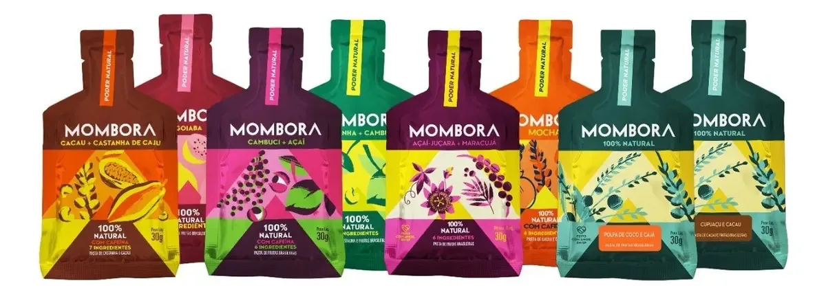 Gel De Carboidrato Mombora - 100% Natural - Kit 12 Sachês Sabor Variado